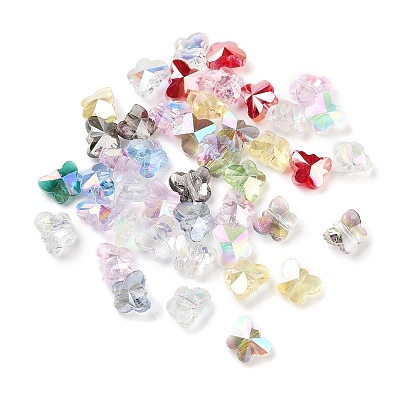 Гальванические стеклянные бусины, с покрытием AB цвета, бабочка, граненые