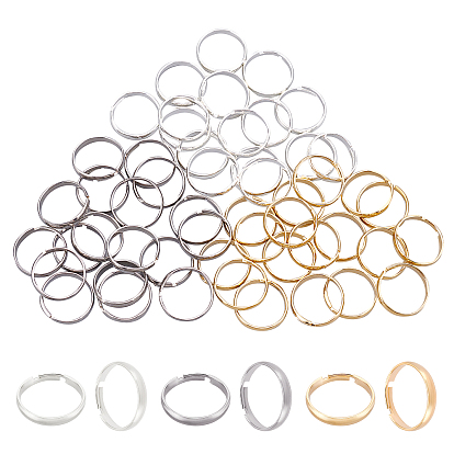 54pcs 3 couleurs réglables 304 anneaux en acier inoxydable uni