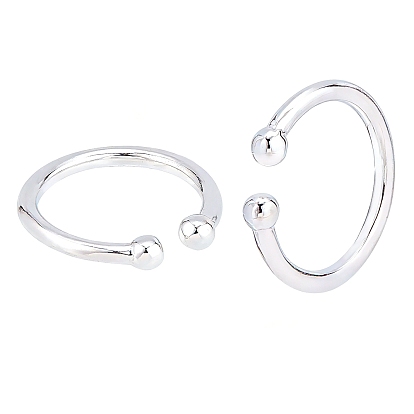 2 piezas 925 pendientes de puño de plata de ley, anillo con ronda, joyas no perforantes