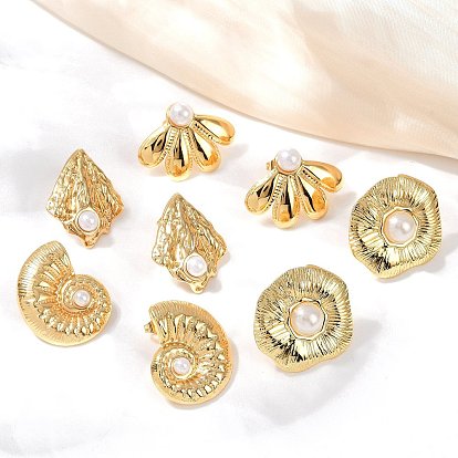 304 серьги-гвоздики из нержавеющей стали и АБС-пластика с жемчугом, реальный 18 k позолоченный, вакуумное покрытие pvd