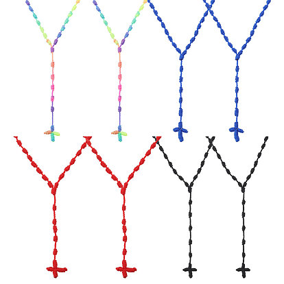 8шт. 4 цвета нейлоновый крестик-подвеска четки бусы