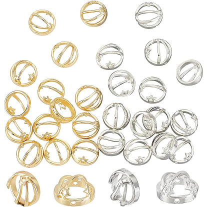 28шт 2 цвета латунная бусина рамка, круглое кольцо со звездой