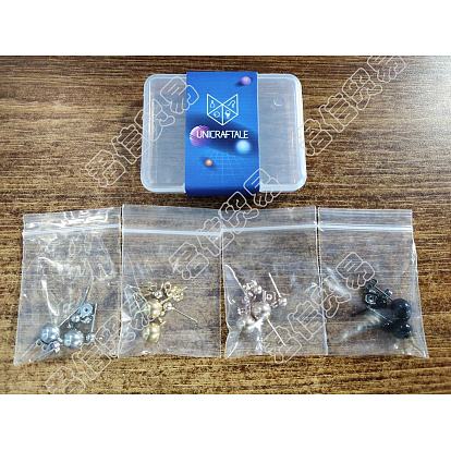 16Pcs 4 Color 304 Stainless Steel Ball Stud Earring Findings, with Loop, 16Pcs 4 Color Ear Nuts, Earring Backs
