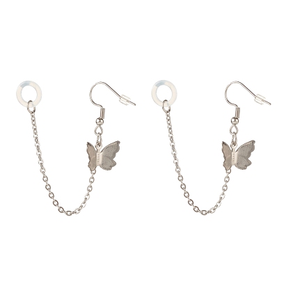Anti-Lost Earring for Wireless Earphone, Butterfly Dangle Earrings with Hanging Chain for Women