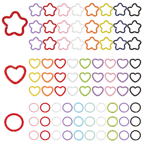 240 шт 24 стили запекание окрашенные железные соединительные кольца, кованое открытое кольцо, сердце и звезда и круглое кольцо