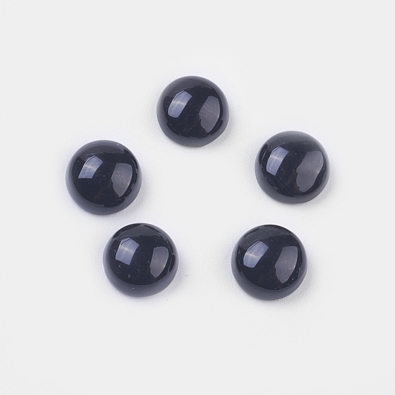 Natural Black Agate Cabochons, Half Round/Dome