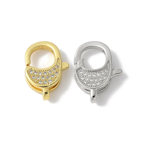 Латунные микро проложить кубического циркония когтя омара застежками, стойки покрытие, долговечный, без свинца и без кадмия, овальные