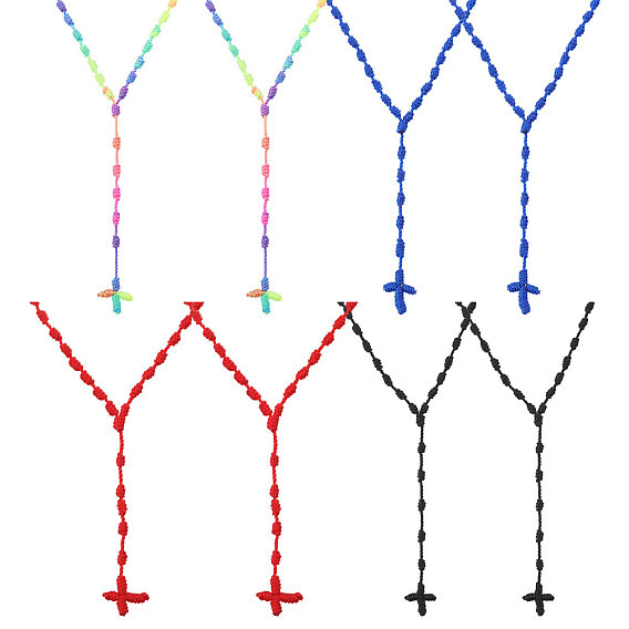 8шт. 4 цвета нейлоновый крестик-подвеска четки бусы