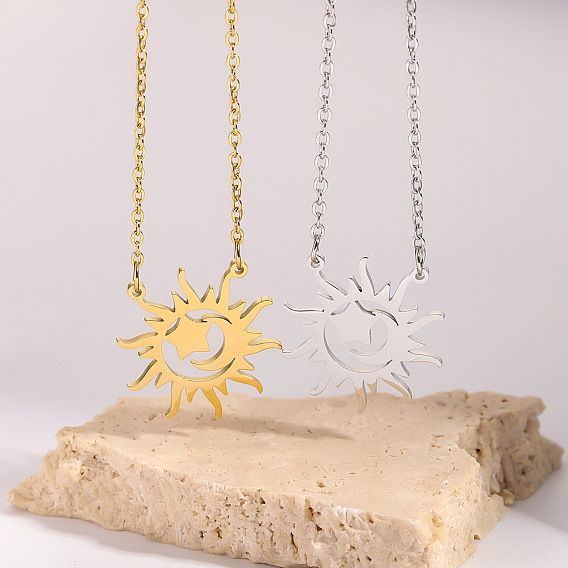 304 Подвески-колье из нержавеющей стали в виде солнца, луны и звезды для женщин