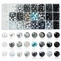 24 Style Glass Beads, Round, Gradient Color