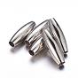 Smooth 304 Stainless Steel Magnetic Clasps with Glue-in Ends, Leather Clasps, Oval