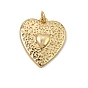 Brass Pendants, Hammered Heart Charms, Rack Plating, Long-Lasting Plated, Cadmium Free & Lead Free