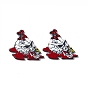 Halloween Printed Acrylic Pendants, Skull with Mushroom Charms