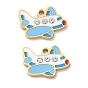 304 Stainless Steel Enamel Pendants, Airplane Charms, with Rhinestone, Ion Plating(IP)