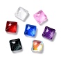 Electroplate Glass Cabochons, Transparent, Faceted, Square