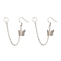 Anti-Lost Earring for Wireless Earphone, Butterfly Dangle Earrings with Hanging Chain for Women