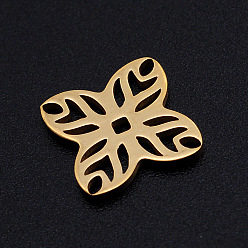 201 Stainless Steel Filigree Joiners Links, Laser Cut, Flower