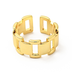 Brass Rectangle Open Cuff Ring for Men Women, Lead Free & Cadmium Free