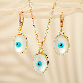 Bohemian Oval Turquoise Evil Eye Earrings Necklace Set for Women