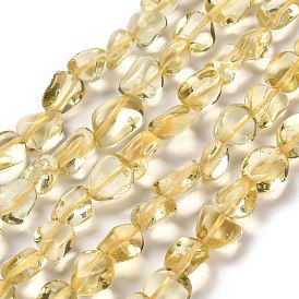 Нити из натуральных бусин лимонного кварца (обработанных нагреванием), самородки, упавший камень