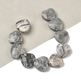 Натуральная карта каменные бусы пряди, граненые, сердце