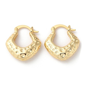 Rhombus Brass Thick Hoop Earrings, Long-Lasting Plated, Lead Free & Cadmium Free
