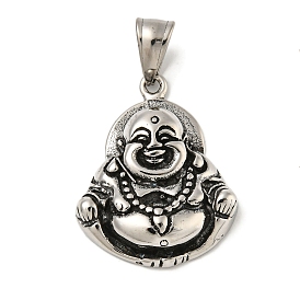 316 Surgical Stainless Steel Pendants, Buddha's Head Charm