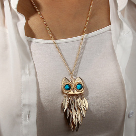 Sexy Owl Pendant Necklace for Women - European and American Style Animal Sweater Chain