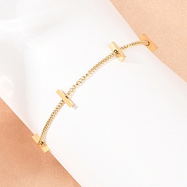 304 из нержавеющей стали ссылка браслеты, кубинские цепочные браслеты для женщин, прямоугольные, ионное покрытие (ip), долговечный