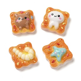 Toast Bread Theme Resin Decoden Cabochons, Brwon