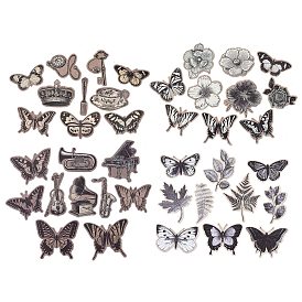 20Pcs 10 Styles Paper Self-Adhesive Stickers, for Party Decorative Presents, Butterfly