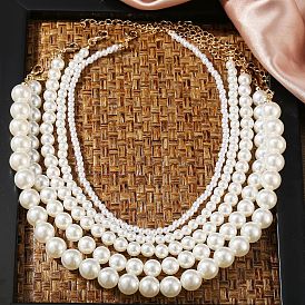 Минималистическое трехслойное жемчужное ожерелье для женщин с винтажным шармом в стиле барокко