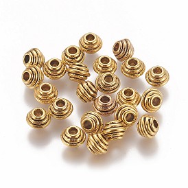Alliage de perles d'entretoise de style tibétain, sans plomb et sans cadmium, rondelle, 5x6.5mm, Trou: 2.5mm