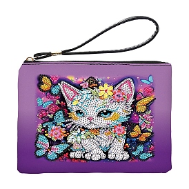 DIY Diamond Painting Kits, Including Acrylic Rhinestone Bag, Diamond Sticky Pen, Tray Plate and Glue Clay, Cat Pattern