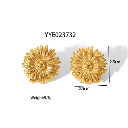 Подсолнух 304 серьги-гвоздики из нержавеющей стали для женщин