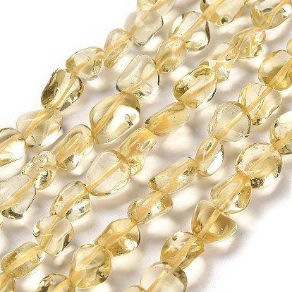 Нити из натуральных бусин лимонного кварца (обработанных нагреванием), самородки, упавший камень