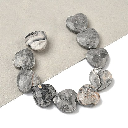 Натуральная карта каменные бусы пряди, граненые, сердце