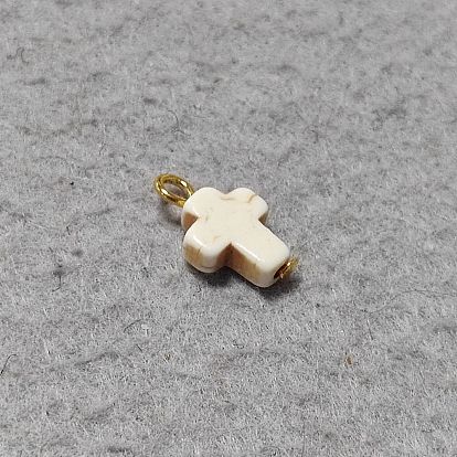 Cross Synthetic Turquoise Pendants, with Iron Findings