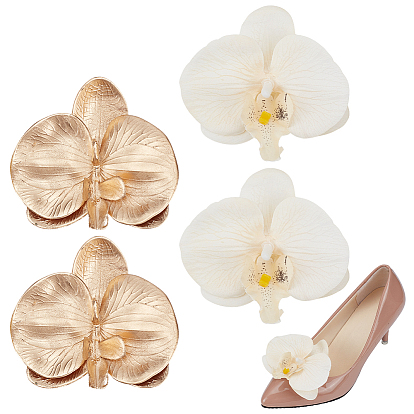 2 пар 2 стилей, пряжки для обуви из искусственной кожи с цветочным рисунком, украшение обуви