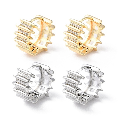 Brass Micro Pave Cubic Zirconia Hoop Earrings