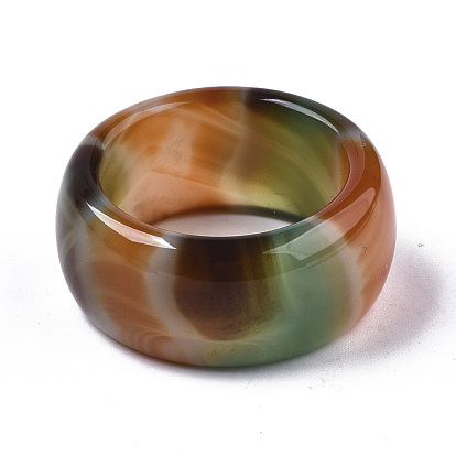 Natural Agate Rings, Wide Band Rings, Dyed