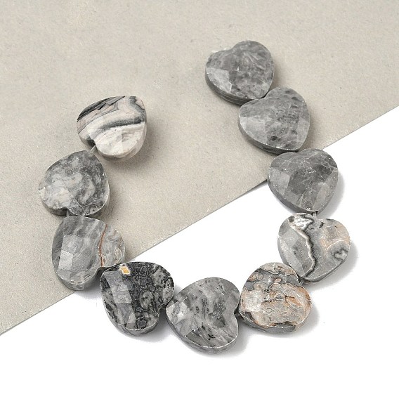 Натуральная карта каменные бусы пряди, граненые, сердце