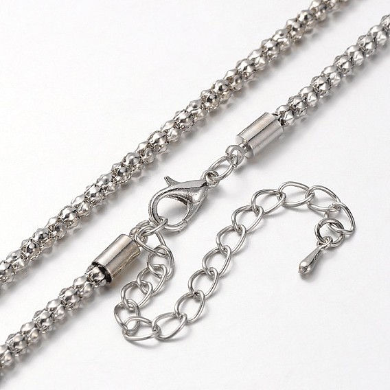 Iron Popcorn Chain Necklace Making, with Alloy Lobster Claw Clasps and Iron End Chains, 29.9 inch