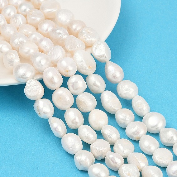 Нити из натурального культивированного пресноводного жемчуга, двух сторон полированной, класс 3