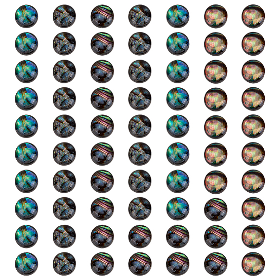 70 шт. натуральные раковины пауа и акриловые кабошоны, плоско-круглые