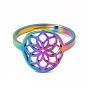 304 Stainless Steel Flower Adjustable Ring for Women