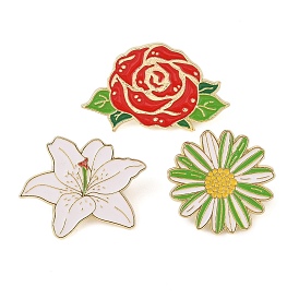 Flower Golden Enamel Pins, Painting Alloy Brooches for Backpack Clothes