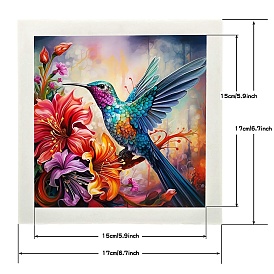 DIY Hummingbird Diamond Painting Kit, Including Acrylic Rhinestones Bag, Diamond Sticky Pen, Tray Plate, Oval Base, Glue Clay