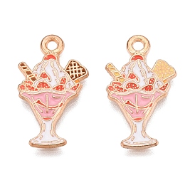 Alloy Enamel Pendants, Light Gold, Lead Free & Cadmium Free, Ice Cream Charm