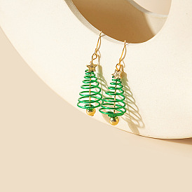 Hollow Spring Pendant Christmas Tree Earrings - Unique, High-end, Festive, Dangling